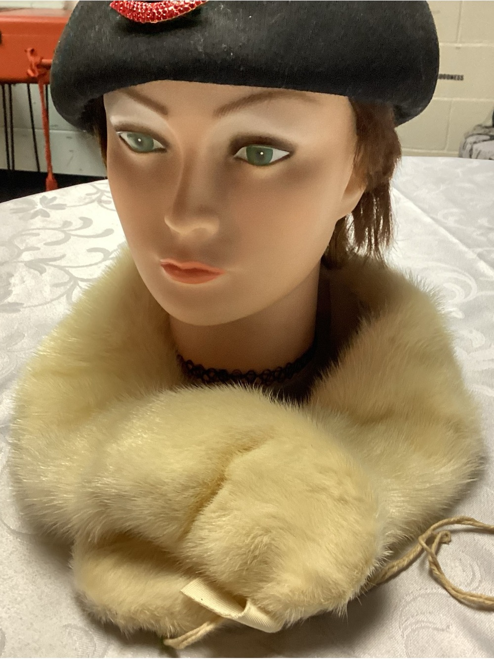 Vintage Cream Fur Collar Scarf